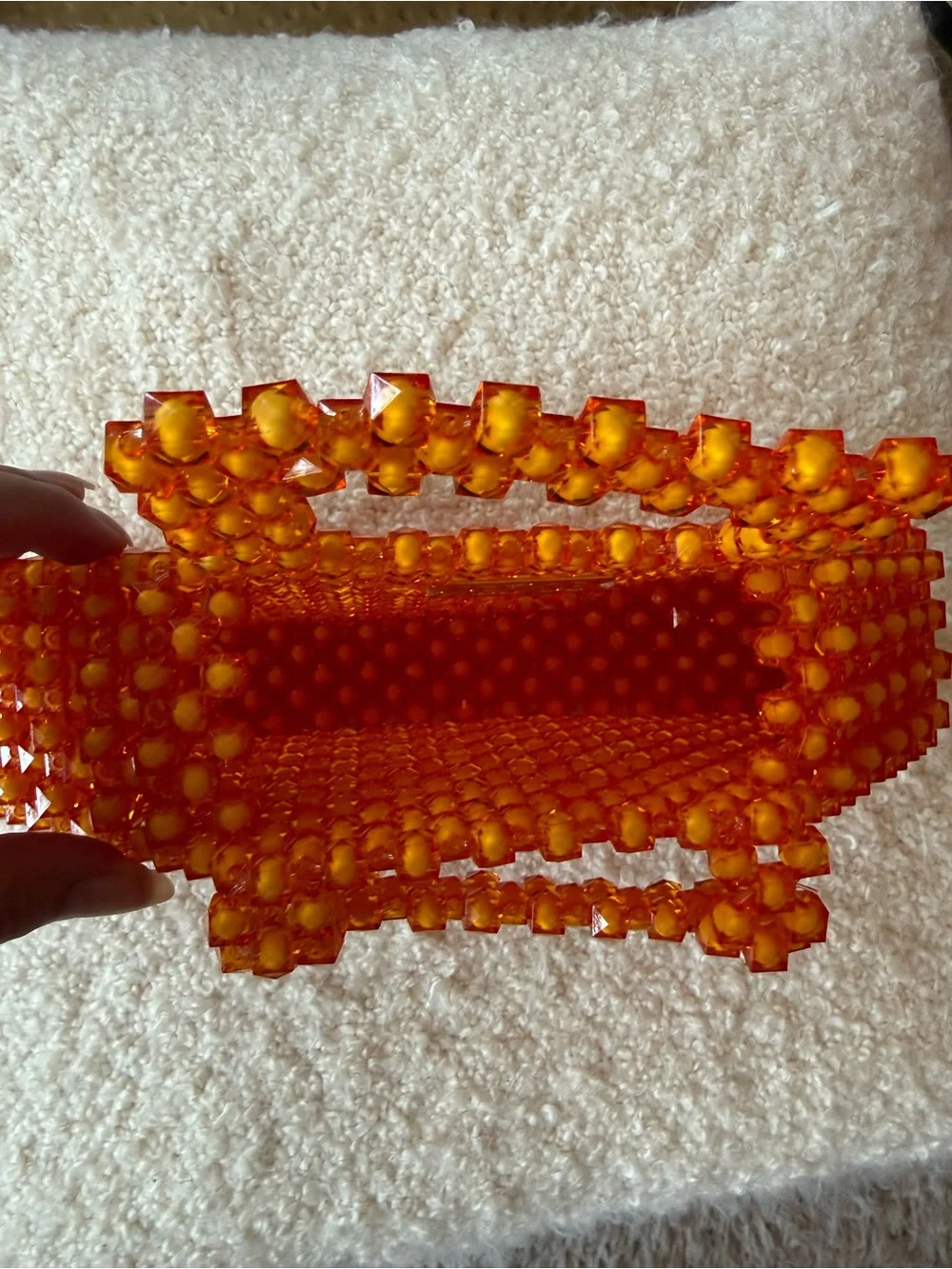 Perade Orange Acrylic Beaded Mini Bag | Handmade | Statement Handbag Clutch
